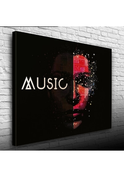 Music Afiş Siyah Kırmızı Tonlarda Kanvas Tablo 50 X 70