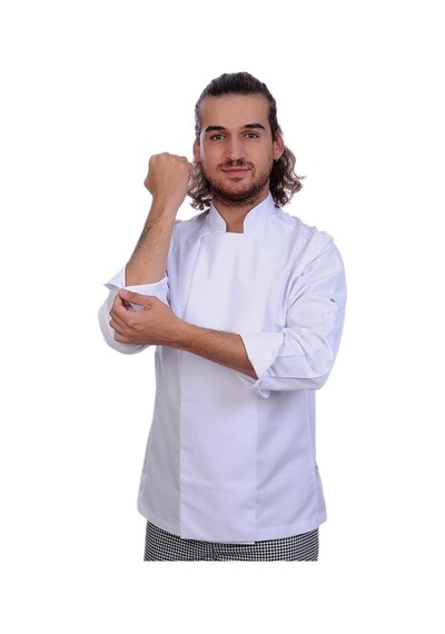 Unisex Aşçı Ceket Koltuk Altı Fileli Beyaz