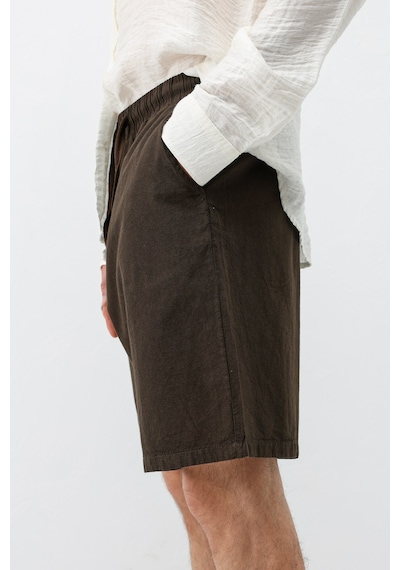 Vamos Oversize Keten Şort Kahve
