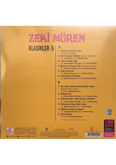 Zeki Müren Klasikler 5 Lp Plak