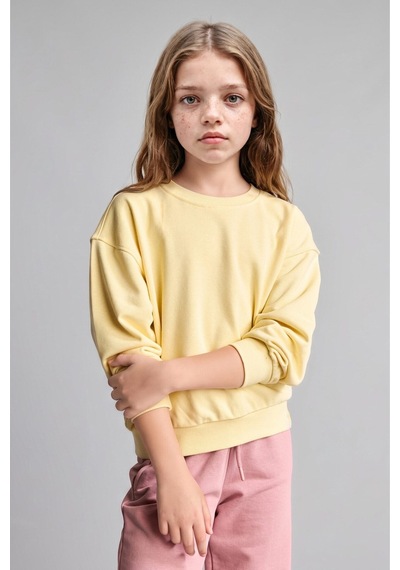 Defacto Relax Fıt Basic Sweatshırt Kız Çocuk E6842a826auyl487 Sarı-yl487