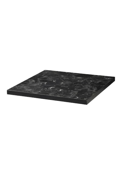 Sadeceonda Siyah Mermer Desenli Kare Masa - 70 Cm