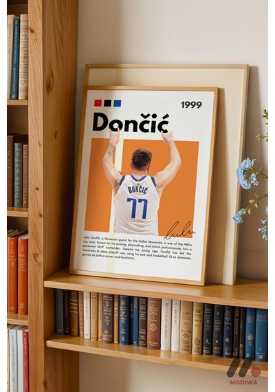 Doncic Basketbol Posteri, Ahşap Çerçeveli Duvar Tablosu - Spor Severlere Hediye