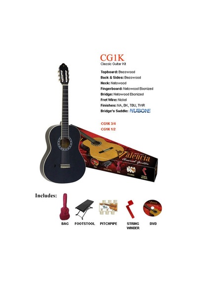 Valencıa Cg1kbk Klasik Gitar Set Ayak Sehpas+ıkılıf+düdük+tel Sar