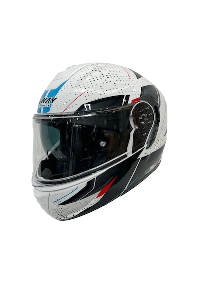Sway Xbyc 917 Fusion Full Face Çene Açılır Motosiklet Kaskı L Beden White Black Beyaz - Siyah