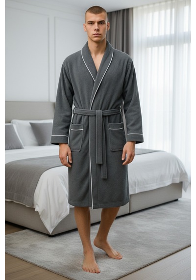 % 100 Pamuklu Laodikeia Kimono Bornoz Unisex Kadın Erkek Gri