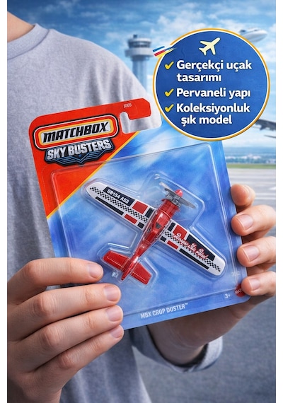 Metal Gövdeli Matchbox Sky Busters Mbx Crop Duster Kırmızı Uçak Koleksiyonluk Pervaneli Model Uçak
