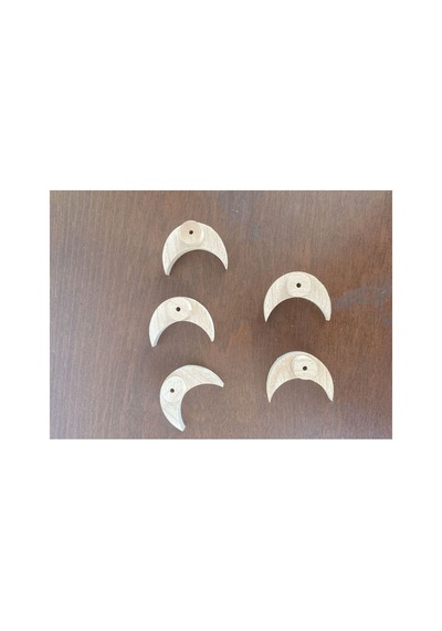 Ahşap Ay Kulp 5 Adet 4,5x3x2cm Çok Renkli Çok Renkli