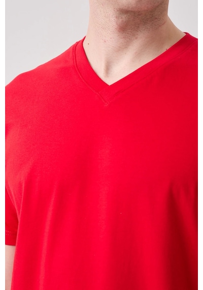 Galanthus V Yaka T-shirt - Nefes Alabilir, Rahat Ve Sade Tasarım Kırmızı