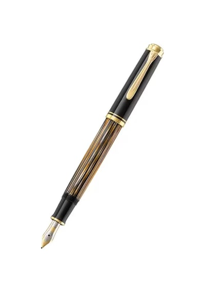Pelikan Souveran Serisi M400 Kahverengi Tortoise Shell Dolma Kale Siyah