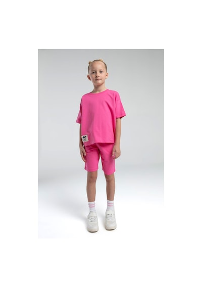 Roly Poly Garson Kız Çocuk %100 Pamuklu Regular Rahat Kesim Kısa Kollu Bermuda Şortlu Pijama Takım Fuşya