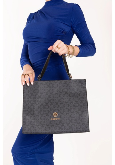 Gondol Kadın Günlük Şık El Çantası Gp.1447 Siyah Yazı