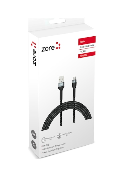 Thegencoo Siyah Shira Serisi Micro Usb Kablo 2 Metre