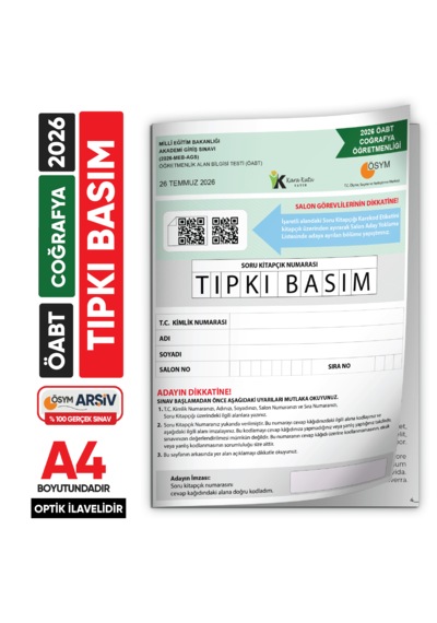 2026 Meb-ags Öabt Coğrafya Öğretmenliği Ösym Tıpkı Basım Kitapçığı Türkiye Geneli Deneme