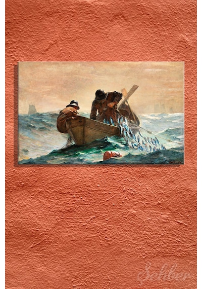 Winslow Homer'in Ünlü The Herring Net Ringa Ağı Tablosu Yatay Kanvas 3563