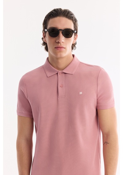 Avva Erkek Gül Kurusu Kıvrılmaz Polo Yaka %100 Pamuk Basic Regular Fit T-shirt B001032 Gülkurusu