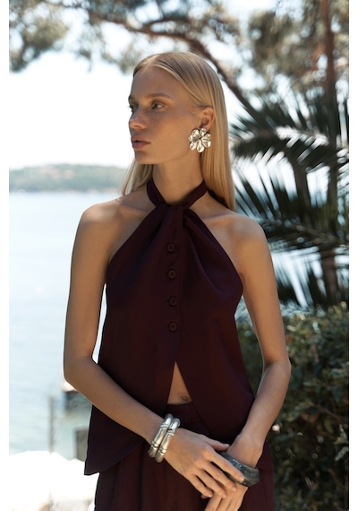 Mai Collection Mai Studios Co. Prasetsah Bağlamalı Bordo Crop Pantolon Takım Bordo Mai Collection Mai Studios Co. Prasetsah Bağlamalı Bordo Crop Pantolon Takım Bordo