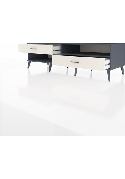 Kronos Tv Ünitesi Tek Raflı 2 Çekmeceli 176x59x51 Antrasit-antrasit/aytaşı Antrasıt/aytası