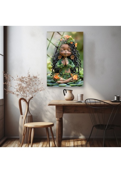 Meditasyon Yapan Bebek Cam Tablo , Soyut Tablo , Ultra Dayanıklı Temperli Cam , Çocuk Odası Tablosu