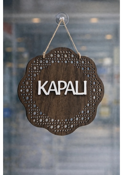Hazeran Rattan Desenli Modern Açık/kapalı Tabelası - Tesbih Ahşap