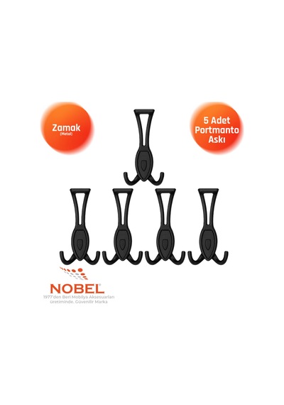 Zepli N Portmanto Askısı, Metal Vestiyer Askısı, Matsiyah, Duvar Ve Dolap Askılığı 5'li Set Vidalı Matsi Yah