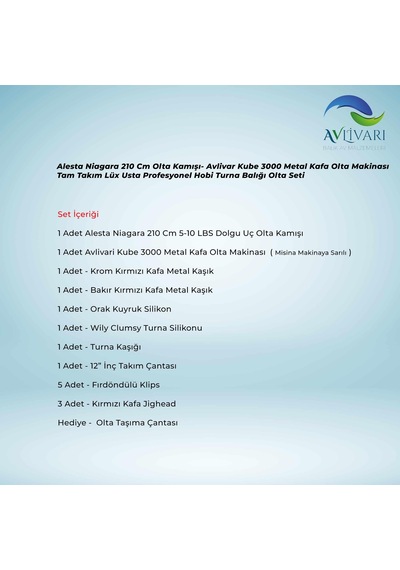 Alesta Niagara 210 Cm Olta Kamışı- Avlivar Kube 3000 Metal Kafa Olta Makinası Tam Takım Lüx Usta Profesyonel Hobi Turna Balığı Olta Seti-8935