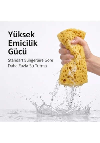 Sogud Oto Yıkama Süngeri 18x12x5 Cm Yüksek Emicilik Gücü, Çizmez Yumuşak Doku, Kalın Ve Dayanıklı Sünger Yapısı, Araç Kaporta, Jant Ve Detay Temizlik İçin Profesyonel Oto Temizlik Süngeri - Sarı