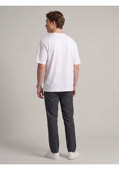 Smalltouch Unisex Oversize Yumuşak Dokulu Basic Bisiklet Yaka Tişört Beyaz