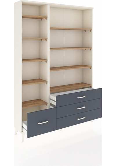Arges Dolap 9 Raflı 4 Çekmeceli 132x30x195 Aytaşı-çam/antrasit Aytaşı