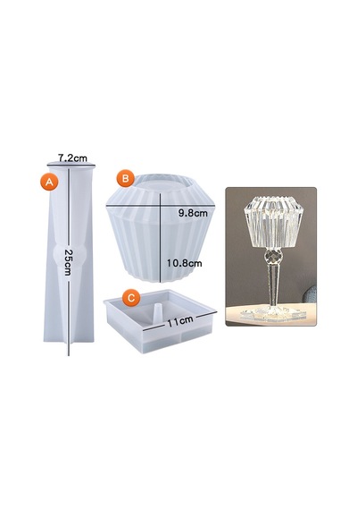 Epoksi Reçine Silikon Kalıp İthal Abajur 3 Parça Taş Tozu Silikon Kalıp Hb42521-0112