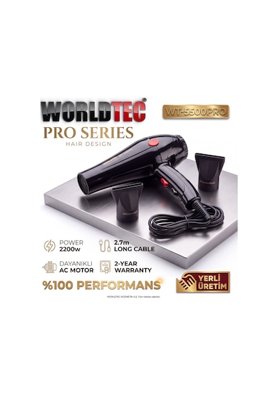 Worldtec 2200 W Turbo Profesyonel Kuaför Fön & Saç Kurutma Makinesi