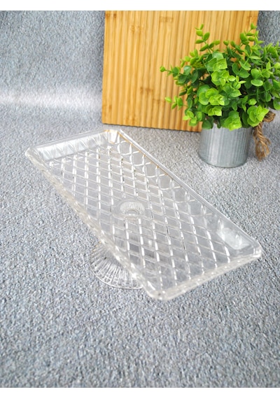 30 Cm Cam Ayaklı Sunum Tabağı Pasta Kek Tatlı Sunum Standı 30x13