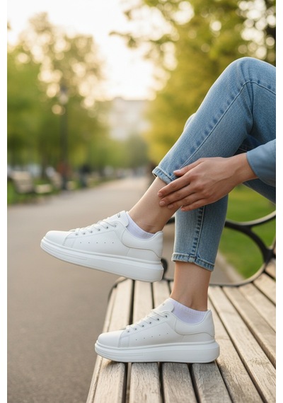Enoch Kadın Platform Tabanlı Sneaker Günlük Rahat Spor Ayakkabı Beyaz