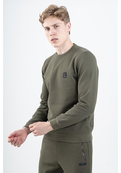 Maraton Sportswear Regular Erkek Bisiklet Yaka Takma Kol Basic Açık Haki Sweatshirt 21796-açık Haki