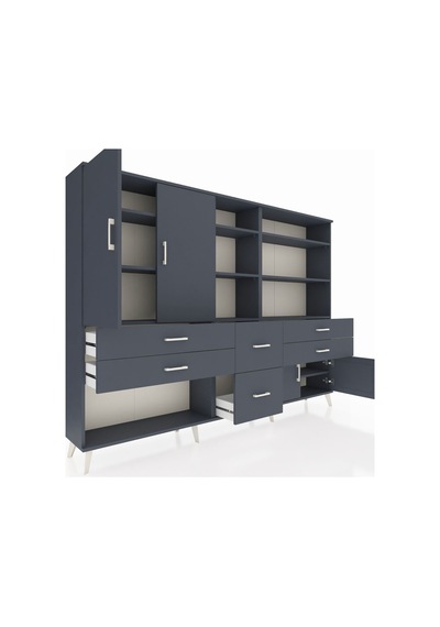 Arges Dolap 10 Raflı 6 Çekmeceli 4 Kapaklı 220x30x163 Antrasit-antrasit Antrasit - Antrasit Arges Dolap 10 Raflı 6 Çekmeceli 4 Kapaklı 220x30x163 Antrasit-antrasit Antrasit - Antrasit