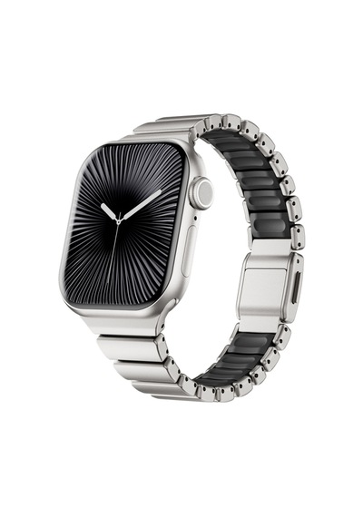 Apple Watch 10 42mm Uyumlu Krd-149 Metal Silikon Kordon - Siyah-turuncu