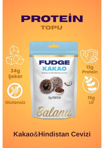 Fudge Hindistan Cevizi Kaplı Kakaolu Meyve Topları 110gr X3 Adet