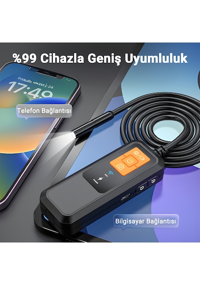 İdragon W600-2 Endoskop Kamera 850mah Şarjlı, Yan Ayna Ve Mıknatıslı Boru Ve Araç Iç Görüntüleme Cihazı