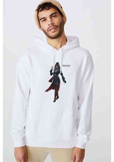 Assassins Creed Unity Elise Baskılı Beyaz Erkek Kapşonlu Sweat