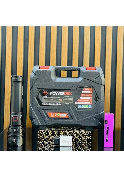 Powerdex Pd-12500 Su Geçirmez 50 Watt 5000 Lümen Süper Güçlü Led Profesyonel Şarjlı El Feneri Siyah