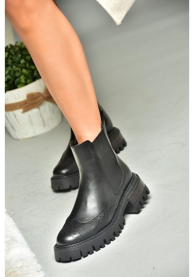 Fox Shoes R312152909 Siyah Kalın Tabanlı Kadın Bot Siyah