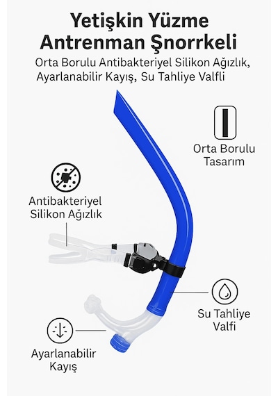 Dailytech Yetişkin Yüzme Antrenman Şnorkeli Siyah Çok Renkli