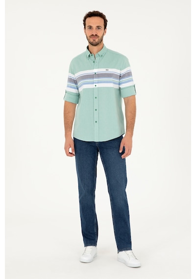 U.s. Polo Assn. Erkek Yeşil Gömlek Desenli 50288373-vr054 Yeşil