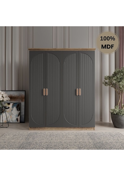 Soho 4 Kapak Mdf Gardırop Antrasit