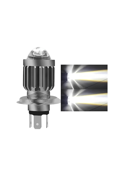 Tr Otomobil Araç Motosiklet Mercekli Far Ampulü Led Far Beyaz Csp Led Xenon Lamba Delici Yayıcı Uzun Kısa 1 Adet H4