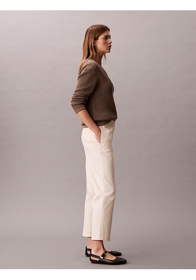 Calvin Klein Straıght Leg Stretch, F7j, 4 Kadın Krem Chino Pantolon