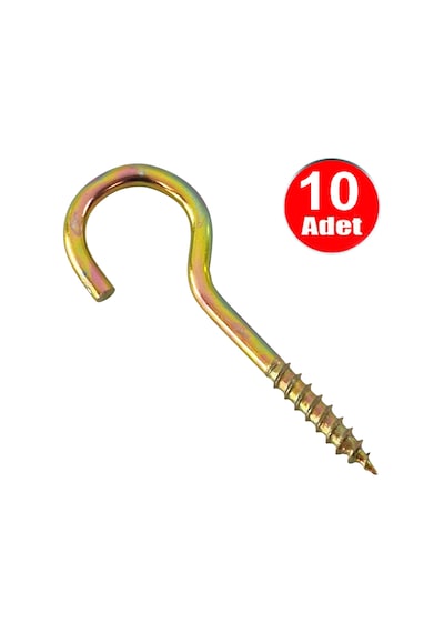 Piton 23 150 Çengel 9cm Vidalı Askı Eğri Se Demir Duy Kanca -10 Adet 90mm