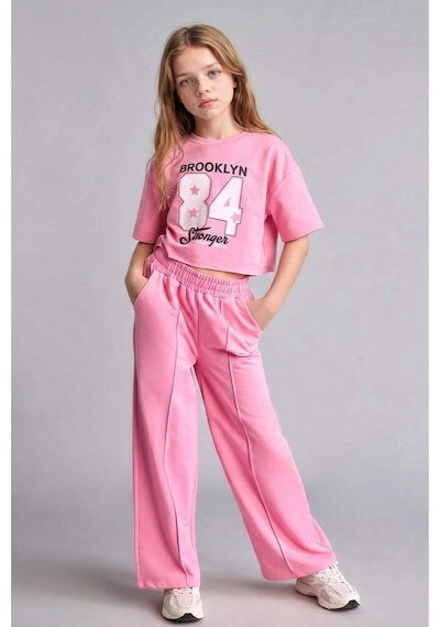 Defacto 2li Crop Üst Geniş Paça Alt Pembe Takım Kız Çocuk E6413a826aupn82 Pembe-pn82
