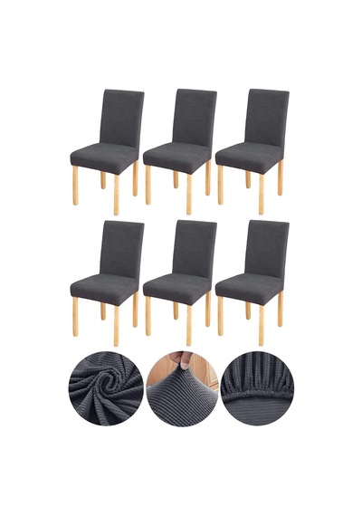 Bambu Nano Kumaş Likralı Yıkanabilir 6'li Sandalye Kılıfı Lastikli Sandalye Örtüsü 6adet Füme Diğer
