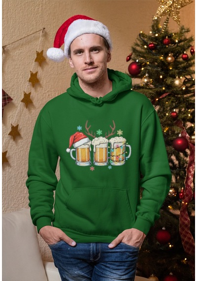 Stil X Yeni Yıl Baskılı Erkek Sweatshırt, Chrıstmas Temalı Yeşil